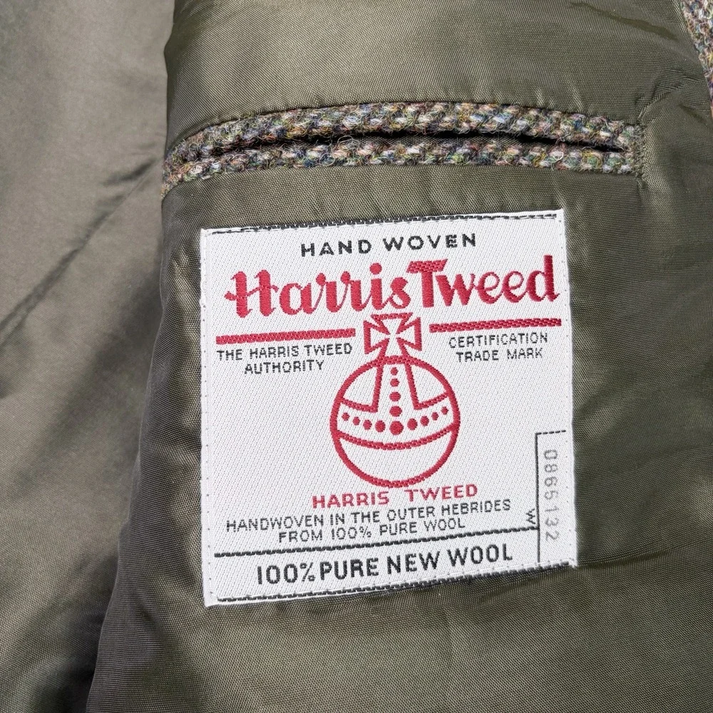 VTG Harris Tweed Speckled Herringbone Thick Wool Sport Coat Multicolor Mens 38S